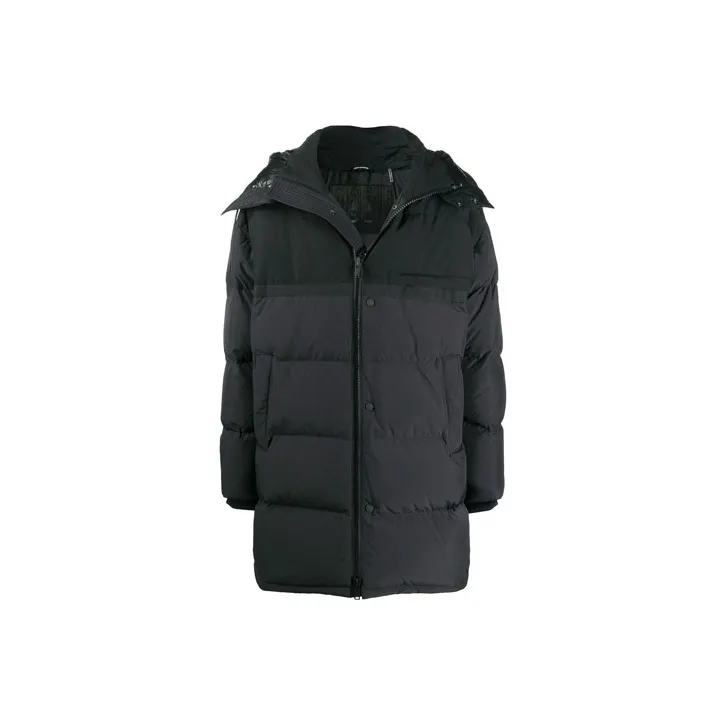 Moose Knuckles Solid Color Hooded Down Jacket Men's Black-0