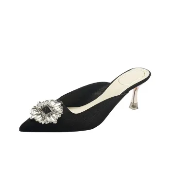 TADSW Rubber Sole Abrasion Resistant Closed Toe Slippers Women's Black