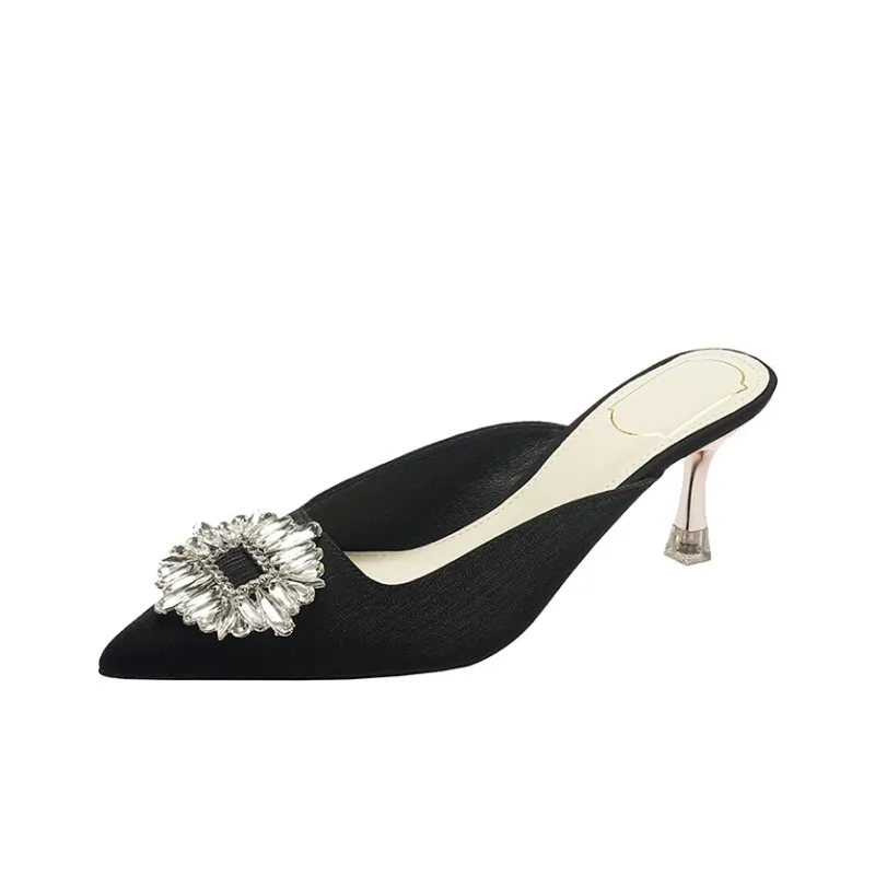 TADSW Rubber Sole Abrasion Resistant Closed Toe Slippers Women's Black-0