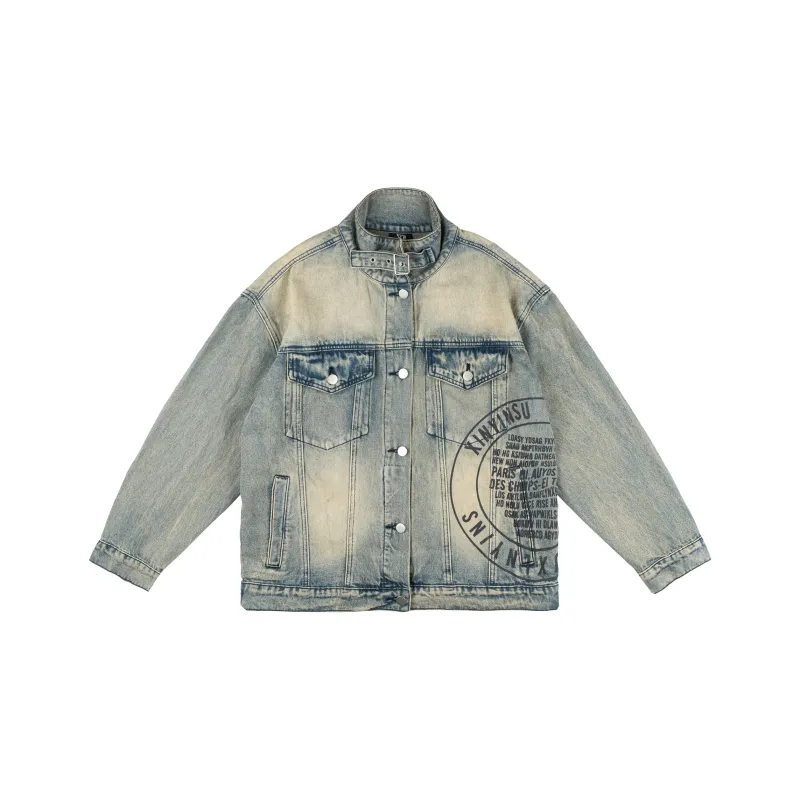 XINYINSU Denim Jacket Spring And Autumn Unisex Blue-0