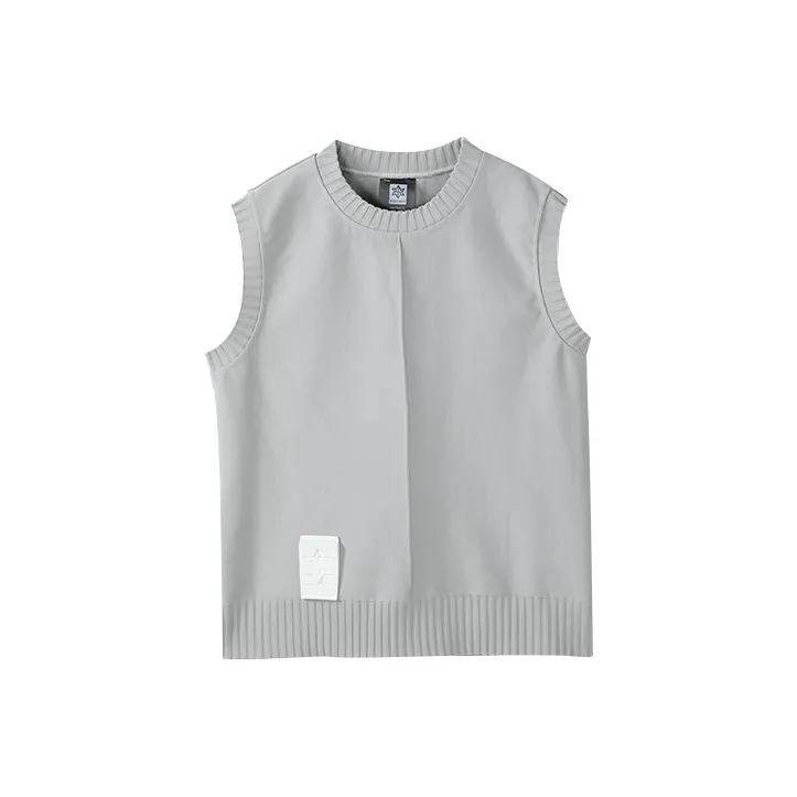 NORVINCY Crew Neck Knitted Fabric Badge Vest Unisex-3