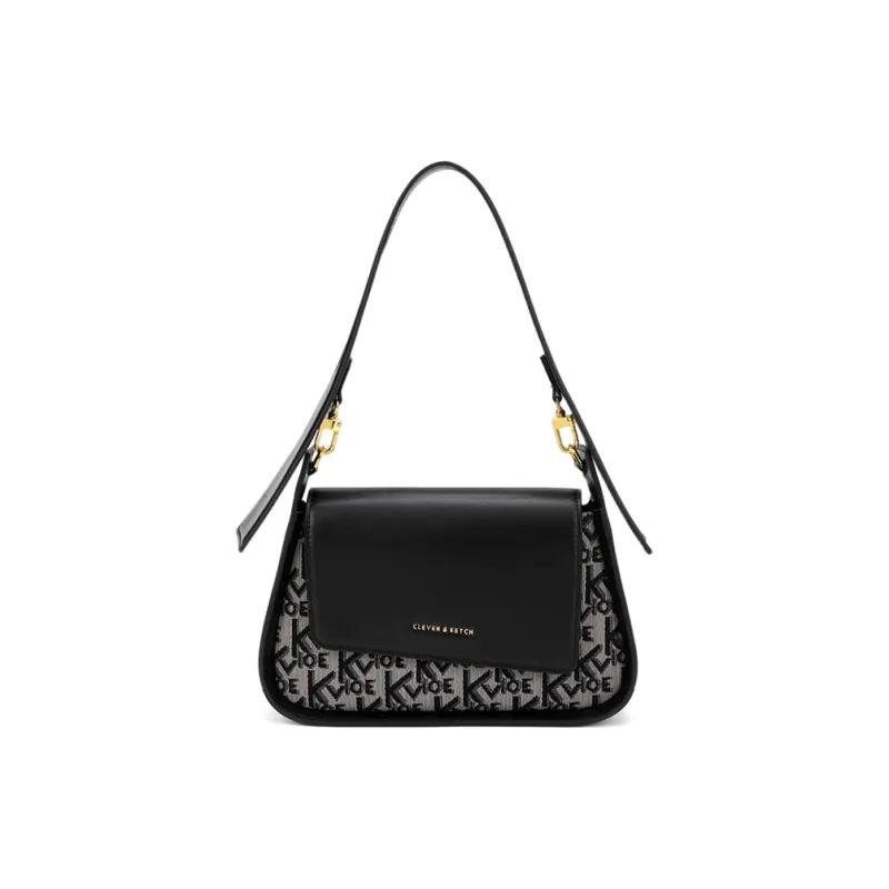 CLEVER& KETCH PU Underarm Crossbody Bag, Shoulder Bag Women's Black/Ecru/Brown-0