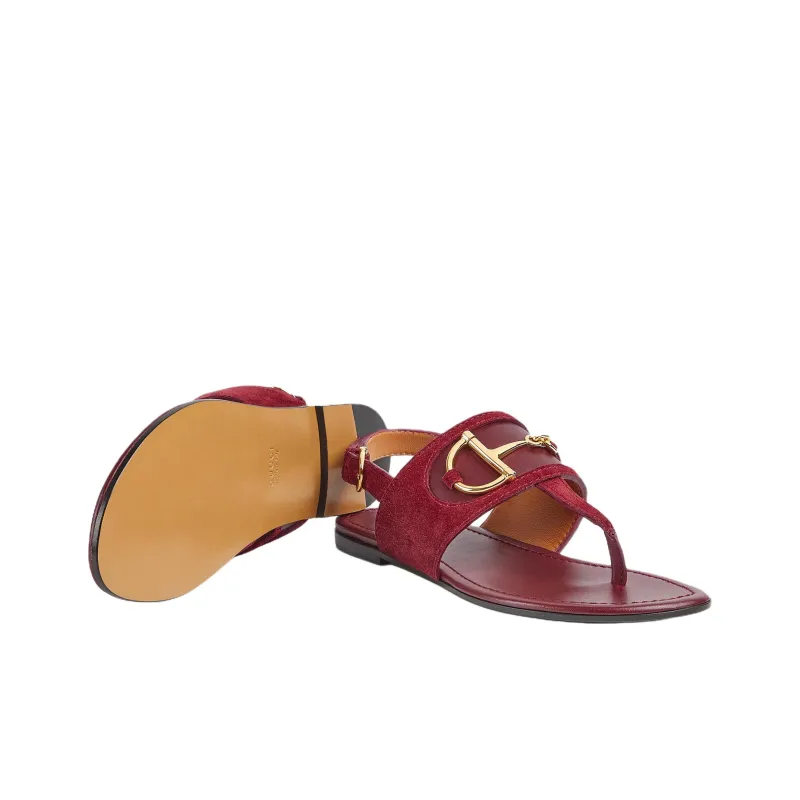 GUCCI Horsebit One Strap Sandals Women's Red-4