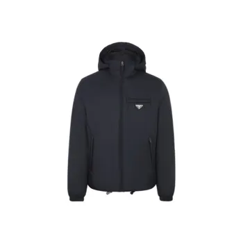 PRADA Logo Plaque Hooded Puffer Jacket