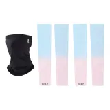 2 Pack Pink Blue Cooling Arm Sleeves+Black Face Masks