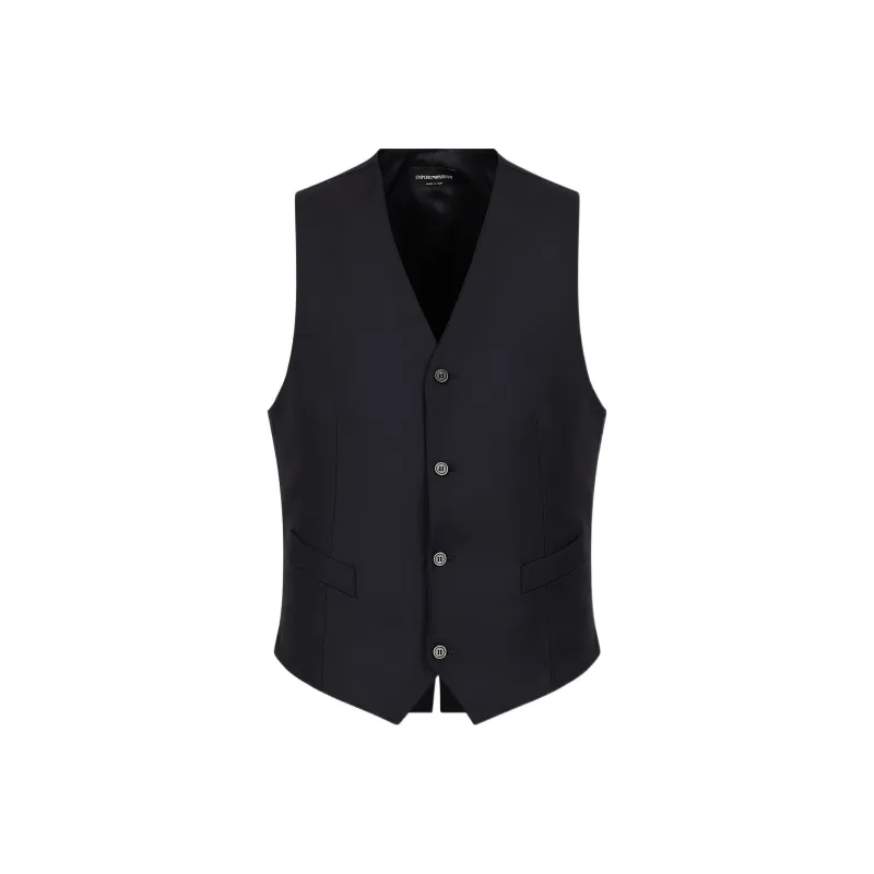 EMPORIO ARMANI Single breasted Worsted Virgin wool Gilet-0