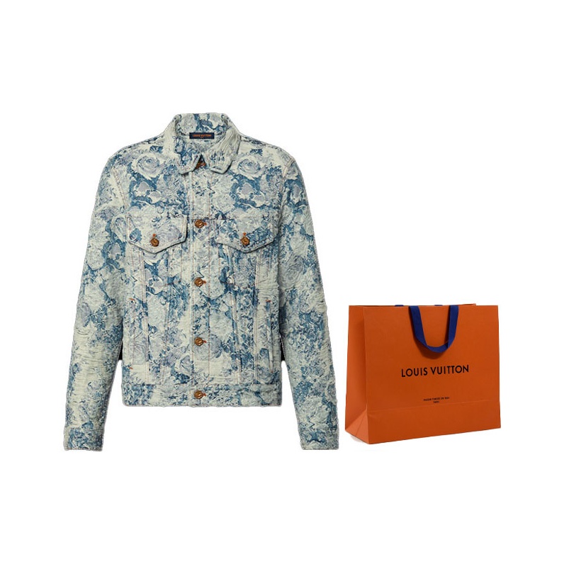 LOUIS VUITTON FW22 Denim Jacket Men's Blue - POIZON