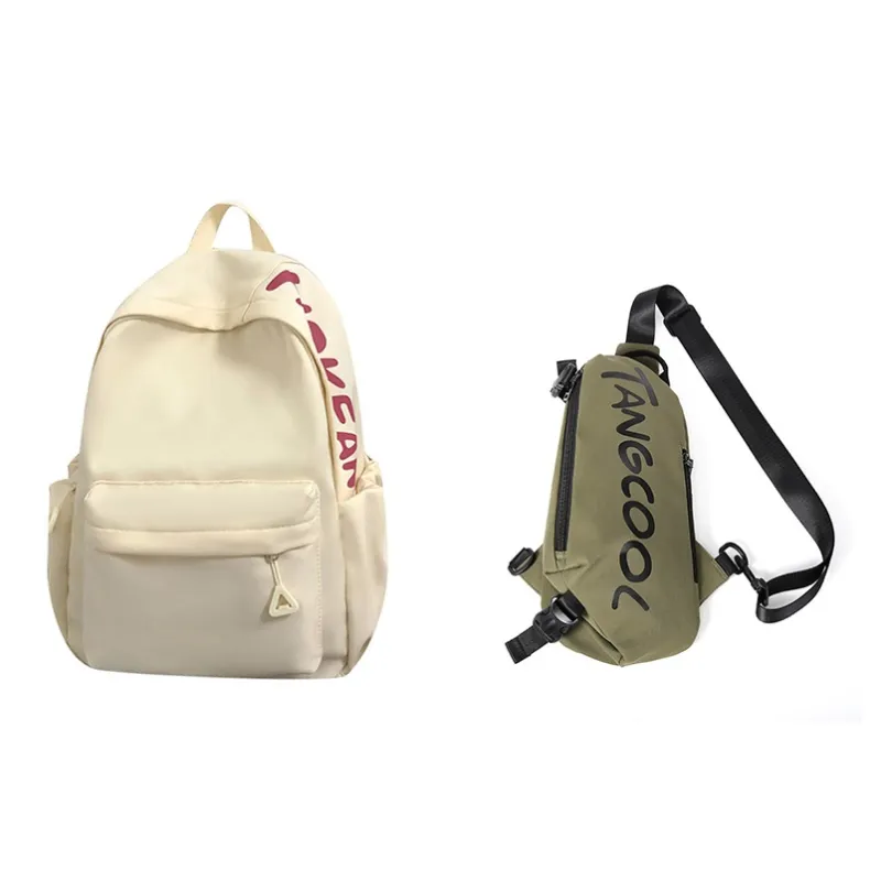TANGCOOL Nylon Backpack Unisex White/Black/Pink/Blue/Yellow-75