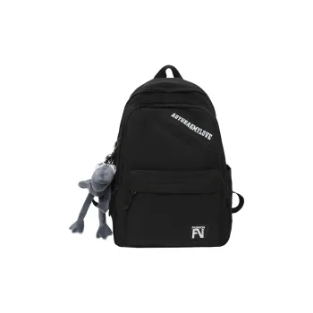 OUZIHUANG Nylon Backpack Unisex Black/Ecru/Red/Blue