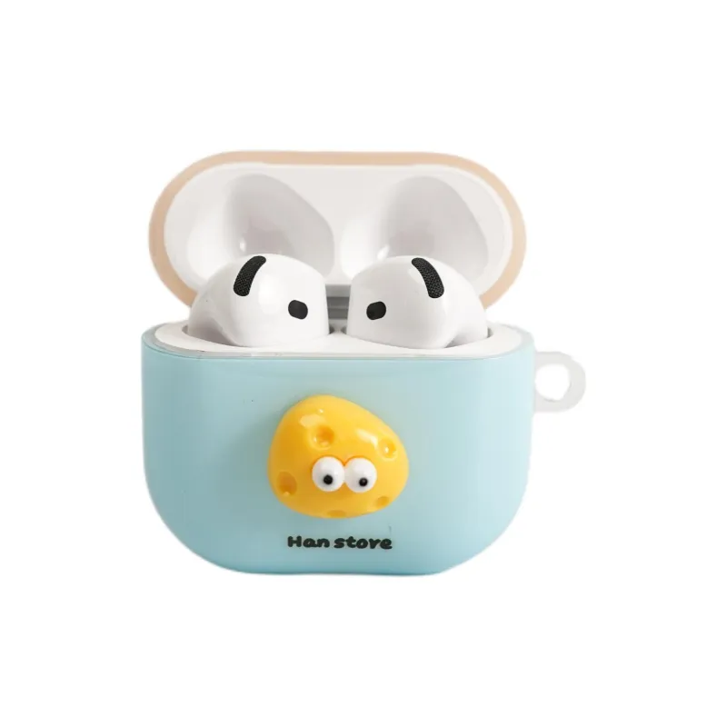 Sopi Compatibility With Apple AirPods 4/2/3/AirPods Pro/Pro 2 TPU Multicolor 3D Effect Cheese Headphone Cases-3