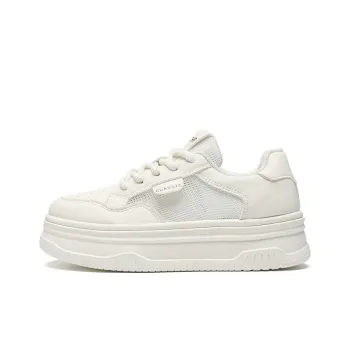 ZHR Refreshing White Sneakers Abrasion Resistant Low Top Skateboard Shoes Women's Beige
