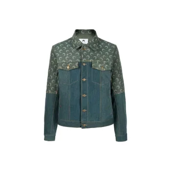 Marine Serre Logo Patch Patchwork Denim Jacket
