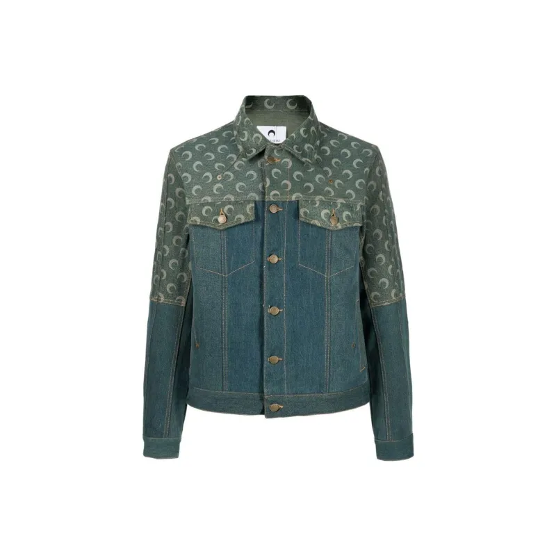 Marine Serre Logo Patch Patchwork Denim Jacket-0