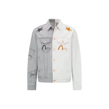 EVISU Denim Jackets Men Bone/Gray