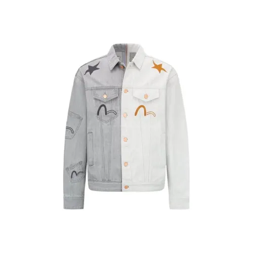EVISU Denim Jackets Men Bone/Gray