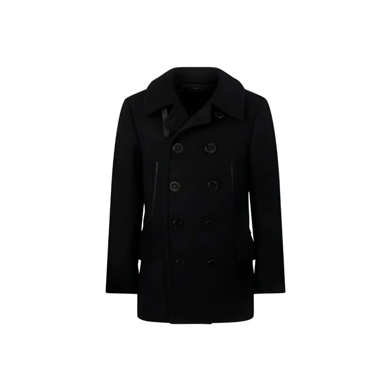 TOM FORD Melton Double-Breasted Peacoat-0