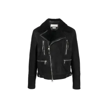 Alexander McQueen Logo-patch Shearling Biker Jacket