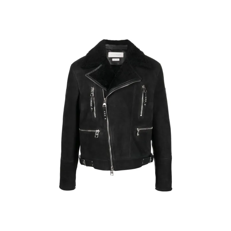 Alexander McQueen Logo-patch Shearling Biker Jacket-0