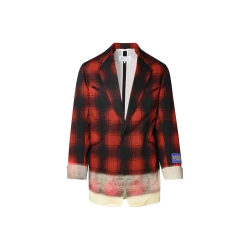 Maison Margiela Pendleton Checked Frayed Hem Jacket