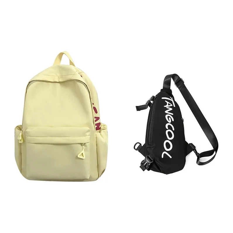 TANGCOOL Nylon Backpack Unisex White/Black/Pink/Blue/Yellow-59