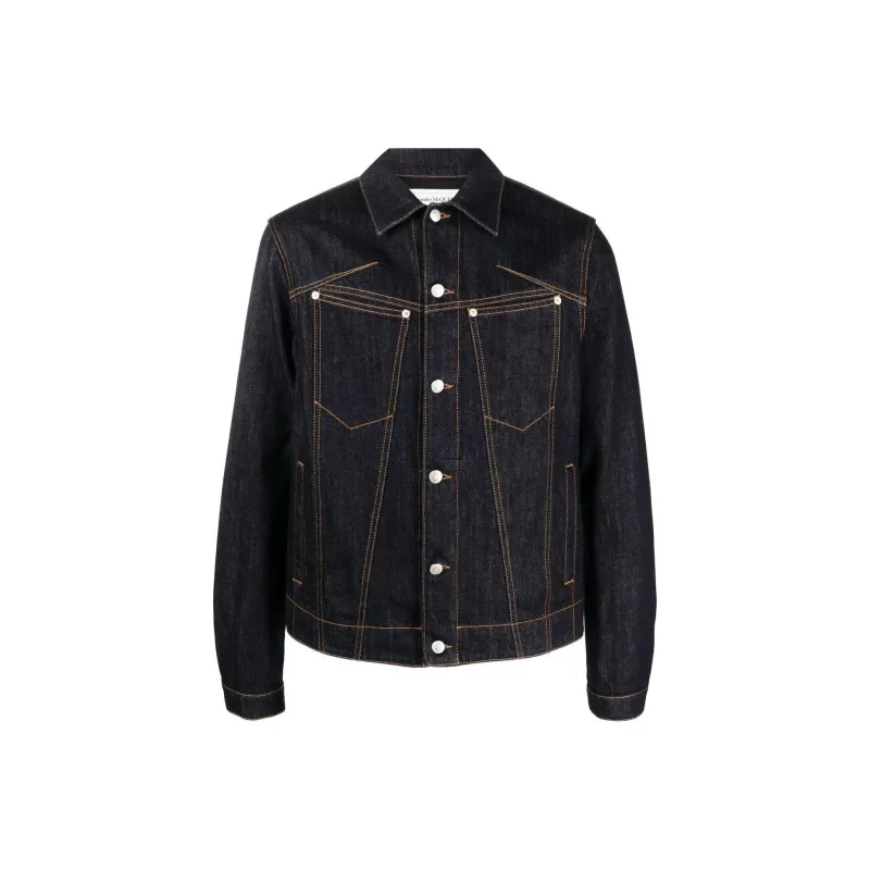 Alexander McQueen Denim Jackets Men Dark Blue-0