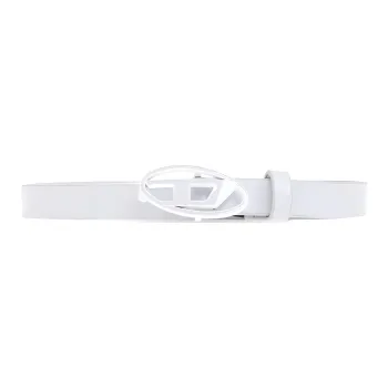 DIESEL Emblem Smooth Buckle Design Leather Belts Women's White