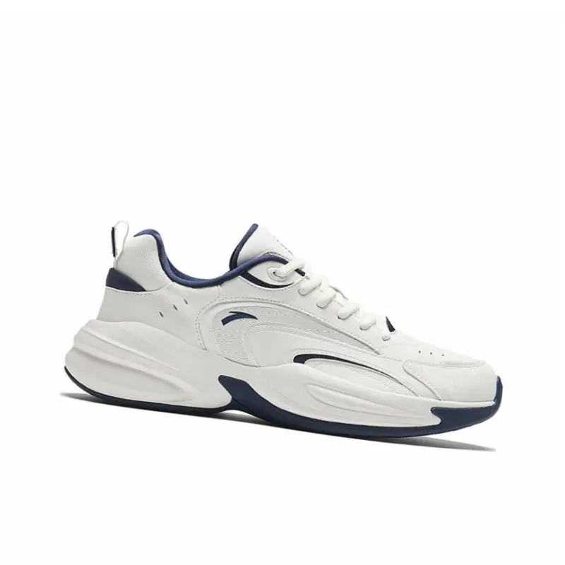 Anta ACE Slip Resistant, Abrasion Resistant, Lightweight Low Top Chunky Sneakers Men's White Dark Blue-1