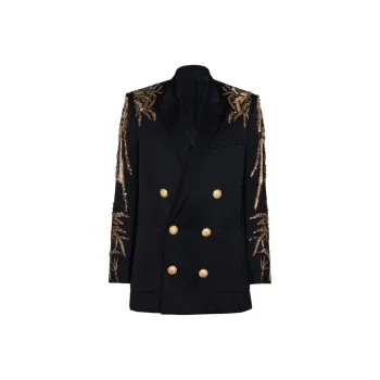 BALMAIN Bamboo-embroidered Satin Blazer