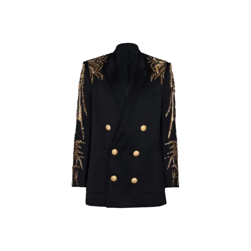 BALMAIN Bamboo-embroidered Satin Blazer-0