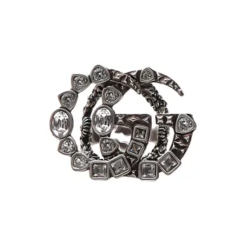 GUCCI Crystal Double G Ring