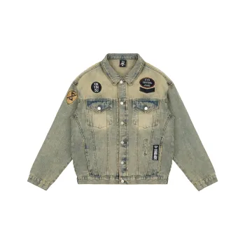 XINYINSU Denim Jacket Unisex Yellow Mud