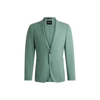 HUGO BOSS Slim-Fit Jacket In A Performance-Stretch Wool Blend Jackets Coats Men's Green