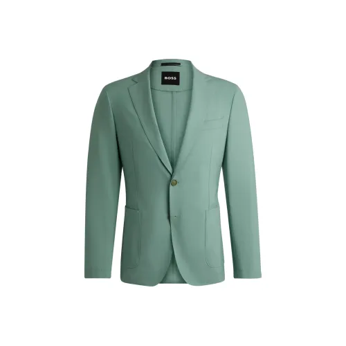 HUGO BOSS Slim Fit Jacket In A Performance Stretch Wool Blend Jackets & Coats Men's Green