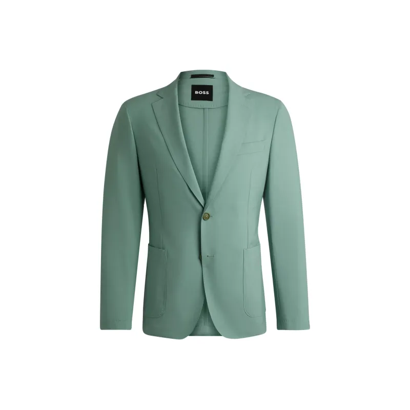 HUGO BOSS Slim Fit Jacket In A Performance Stretch Wool Blend Jackets & Coats Men's Green-0