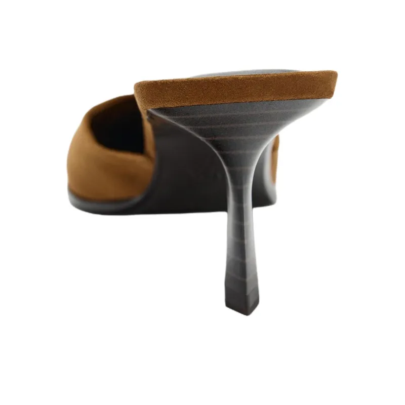 ZARA Abrasion Resistant Closed Toe Slippers Women's Brown Yellow-3