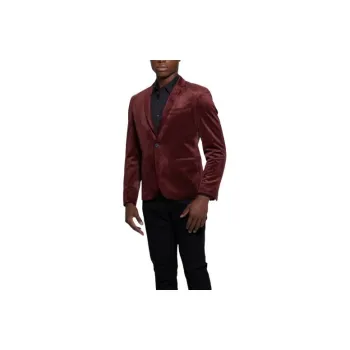 GUESS Fulham Velvet Blazer Business Suits Coats Men's Deep Red