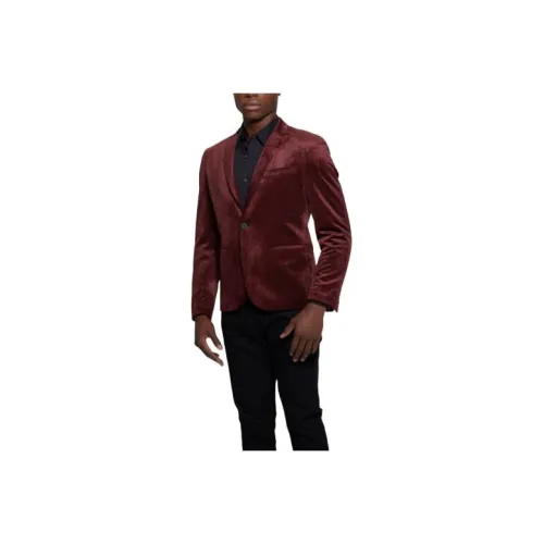GUESS Fulham Velvet Blazer Business Suits Coats Men's Deep Red