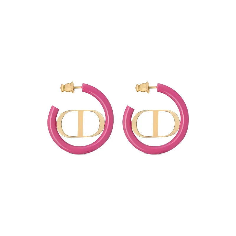 DIOR Metal Earrings Women's Gold/Rose Red-0