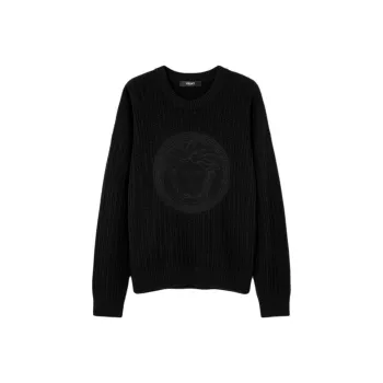 VERSACE Medusa Crewneck Cable Knitted Jumper