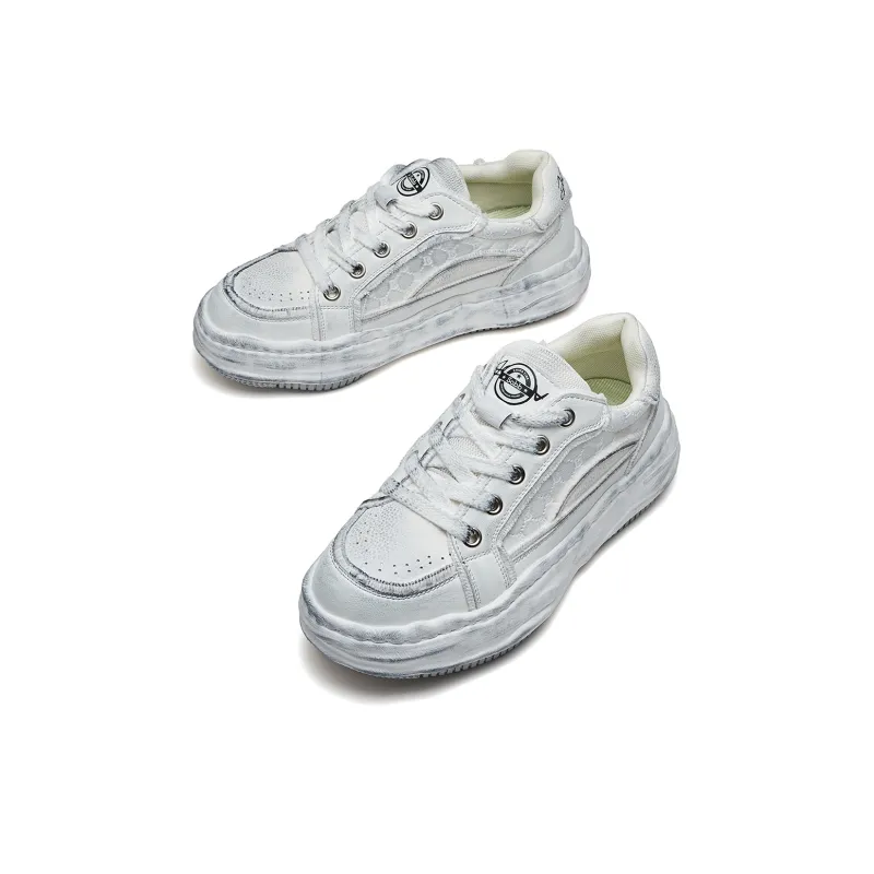 SOBB Height Increasing Low Top Skateboard Shoes Men's White Gray-3