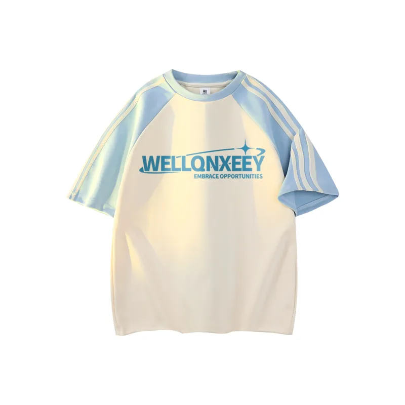 Qnxeey T Shirt Unisex Black & White With Gray Sleeves-12