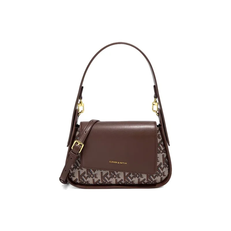 CLEVER& KETCH PU Underarm Crossbody Bag, Shoulder Bag Women's Black/Ecru/Brown-7