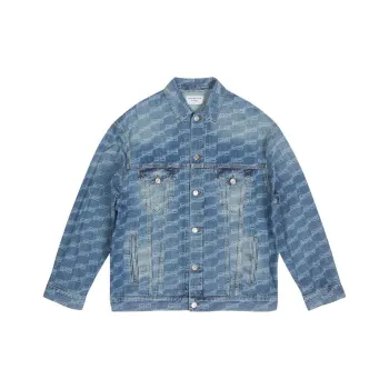Balenciaga All Over Bb Monogram Logo Denim Jacket