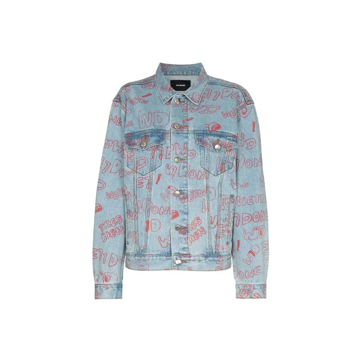 WE11DONE Denim Jackets Unisex Light Blue-0