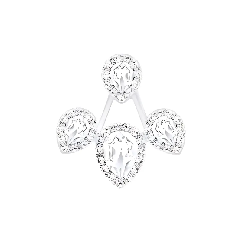 Swarovski Faux Crystal, Pearl, Alloy Earrings Women's Silver-2