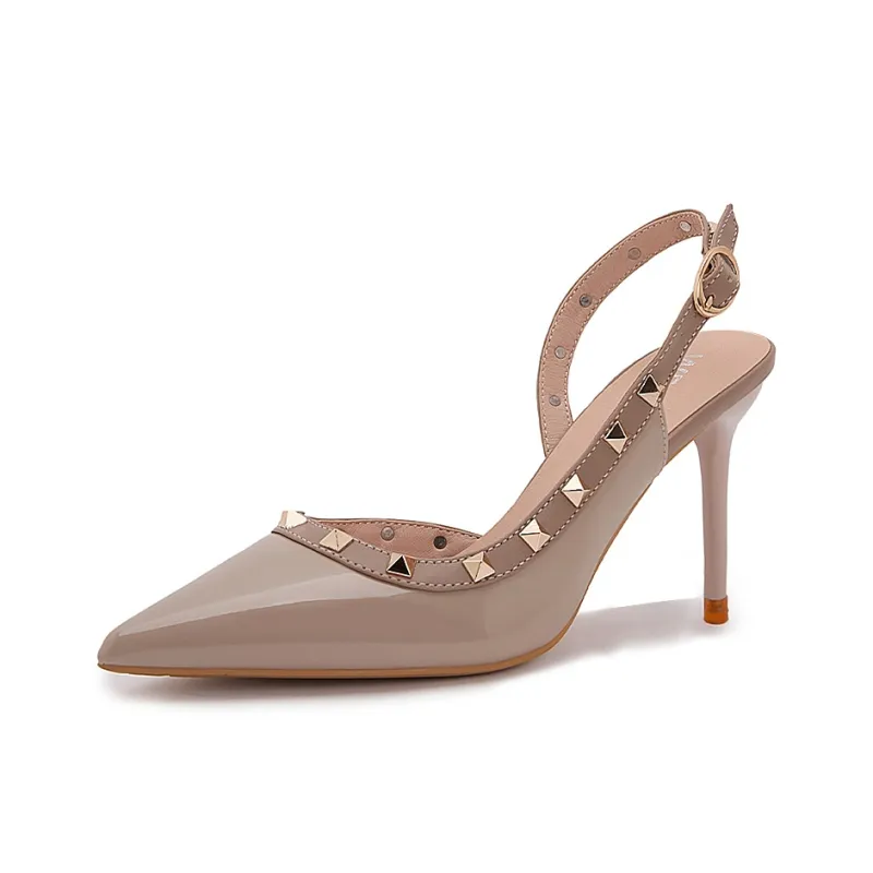WECKER Slim Heel High Heels Women's Nude Gray-0