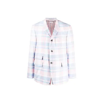 THOM BROWNE Plaid-Checked Pattern Tailored Blazer