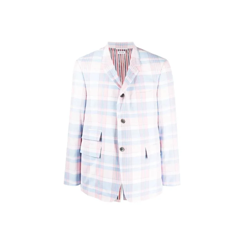 THOM BROWNE Plaid-Checked Pattern Tailored Blazer-0