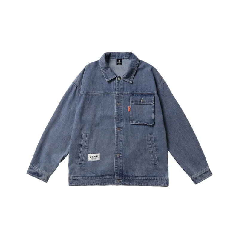 OLRIK Loose Fit Denim Jacket Fall Unisex-5