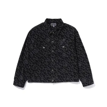 A BATHING APE Denim Monogram Metal One Point Jacket